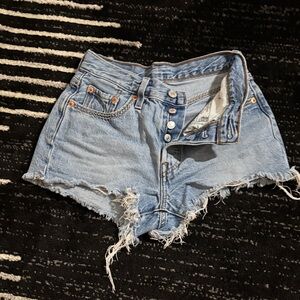 Levi's Distressed Blue Denim Shorts